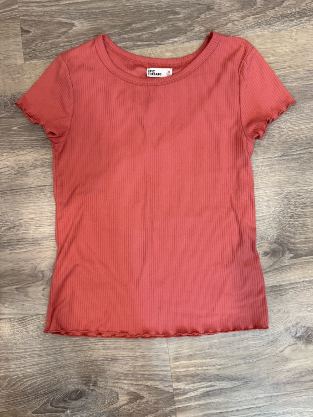 Epic Threads Coral Ribbed Short Sleeve Tee